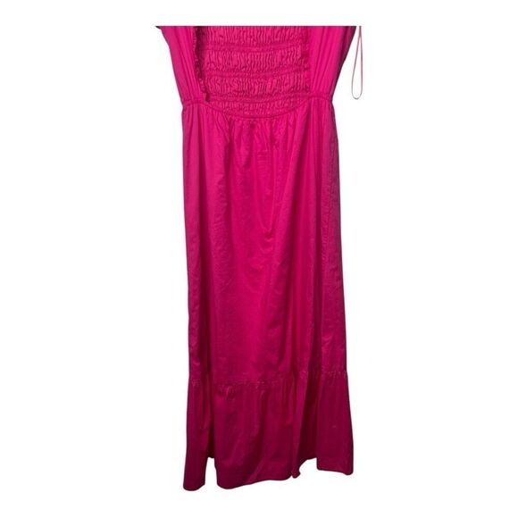 Jason Wu Magenta Smocked Cut Out Eyelet Lace MIDI Dress Size S Pink Tiered - Picture 9 of 12